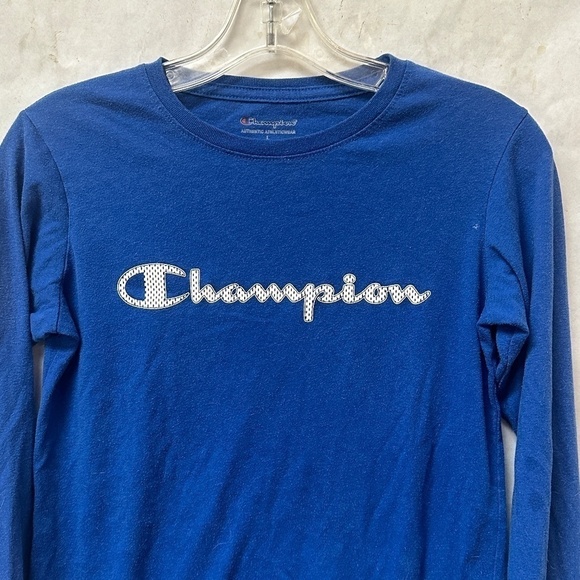Champion Blue Athletic Workout Training Long Sleeve Tee - Picture 5 of 6